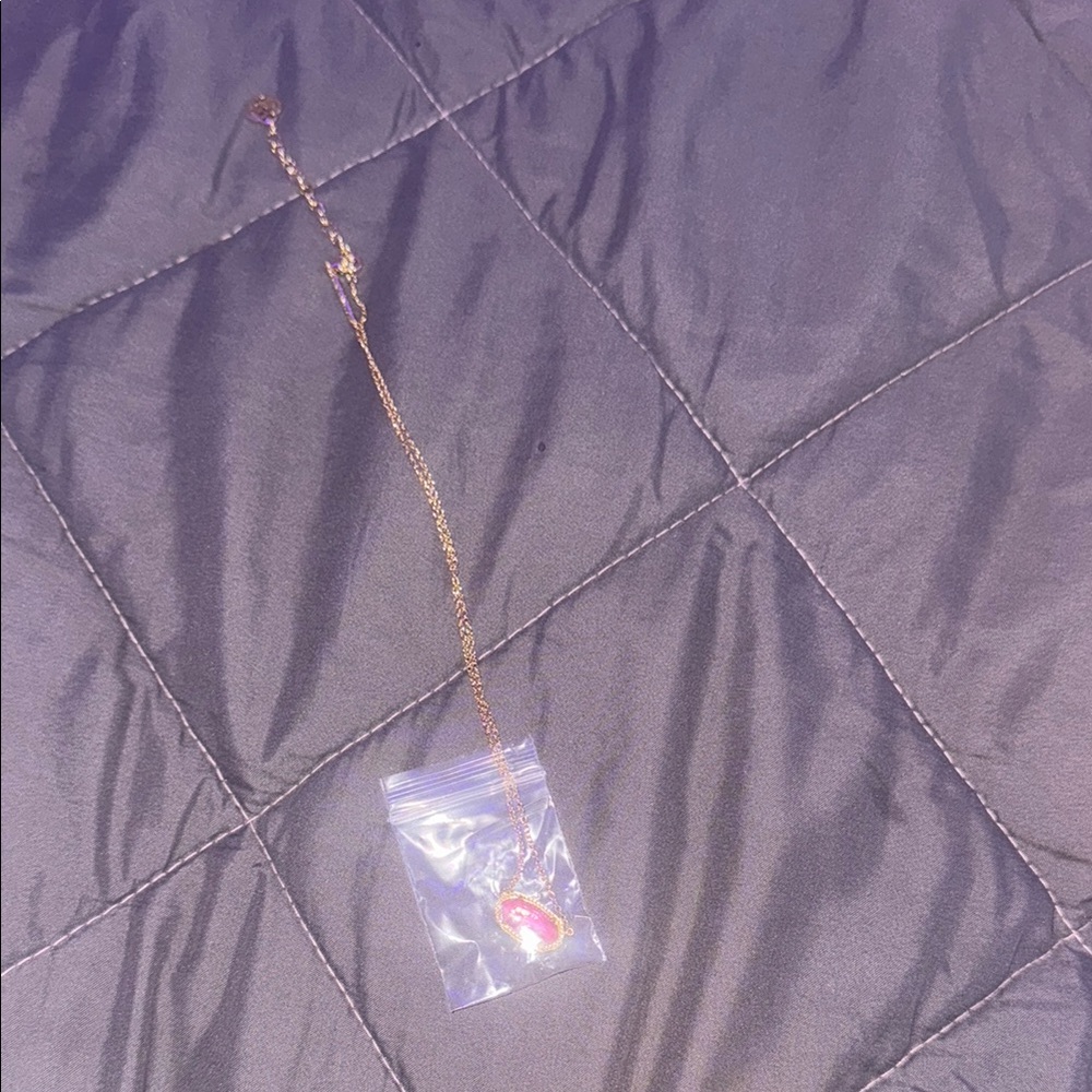 Kendra Scott Elisa necklace with a pink stone